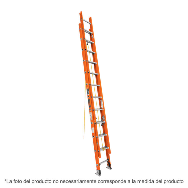 Escalera de extension 28 peldaños, tipo II, fibra de vidrio