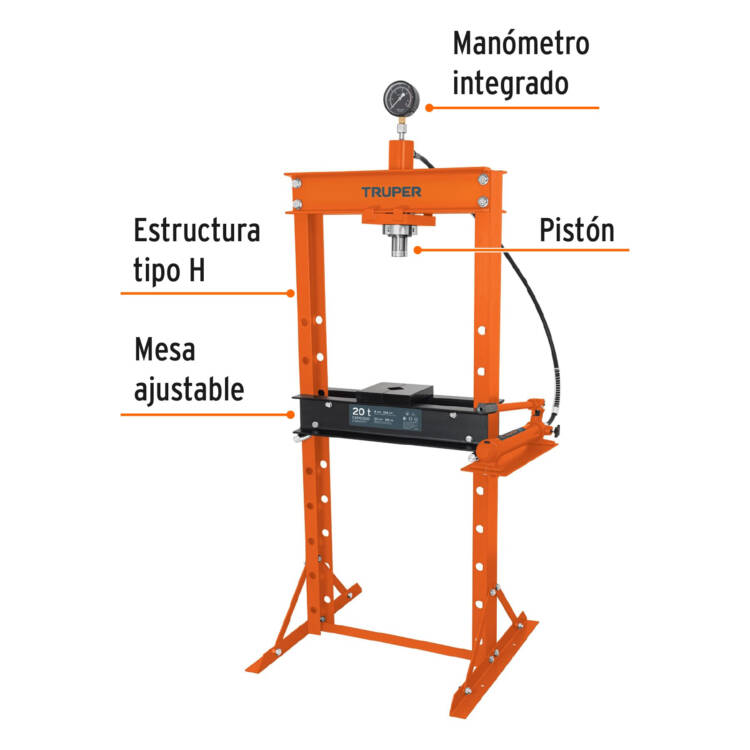 Prensa hidráulica tipo "H" de 20 ton, con pistón. - Image 2