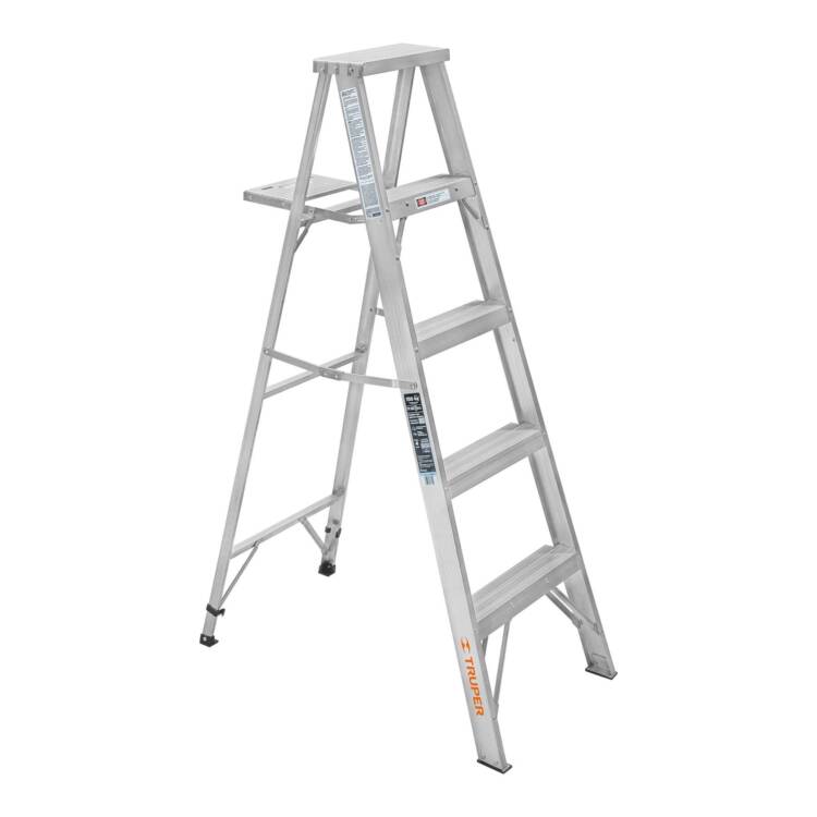 Escalera de tijera tipo III 4 peldaños, 100% aluminio con bandeja