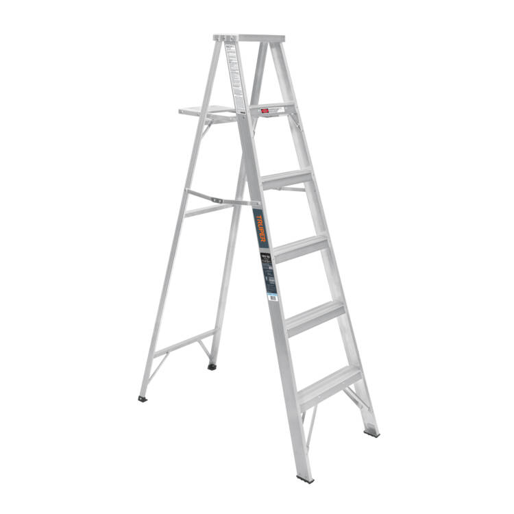 Escalera de tijera tipo III 5 peldaños, 100% aluminio con bandeja