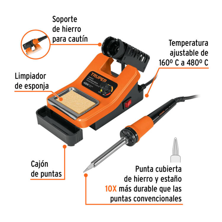 Cautín 48 W profesional para electrónica con estación - Image 2
