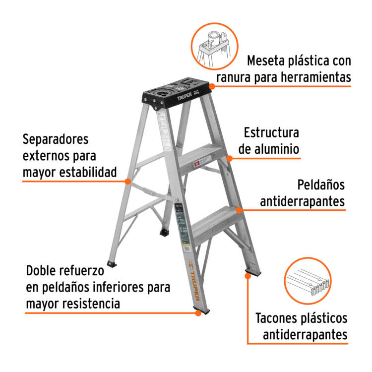 Escalera de tijera tipo III 2 peldaños y bandeja - Image 2