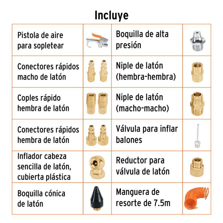Juego de 15 accesorios neumáticos, cuerda 1/4" NPT - Image 2
