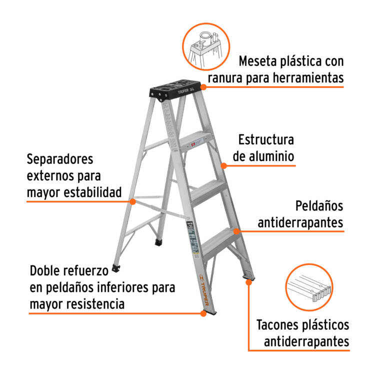 Escalera de tijera tipo III 3 peldaños y bandeja - Image 2