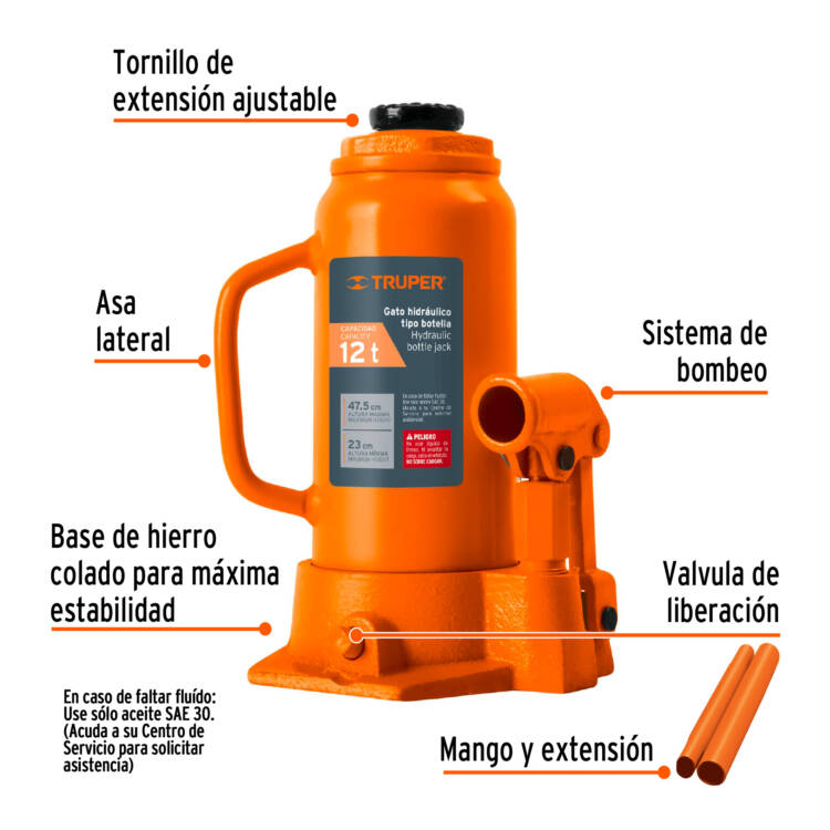 Gato hidráulico de botella de 12 Toneladas - Image 2