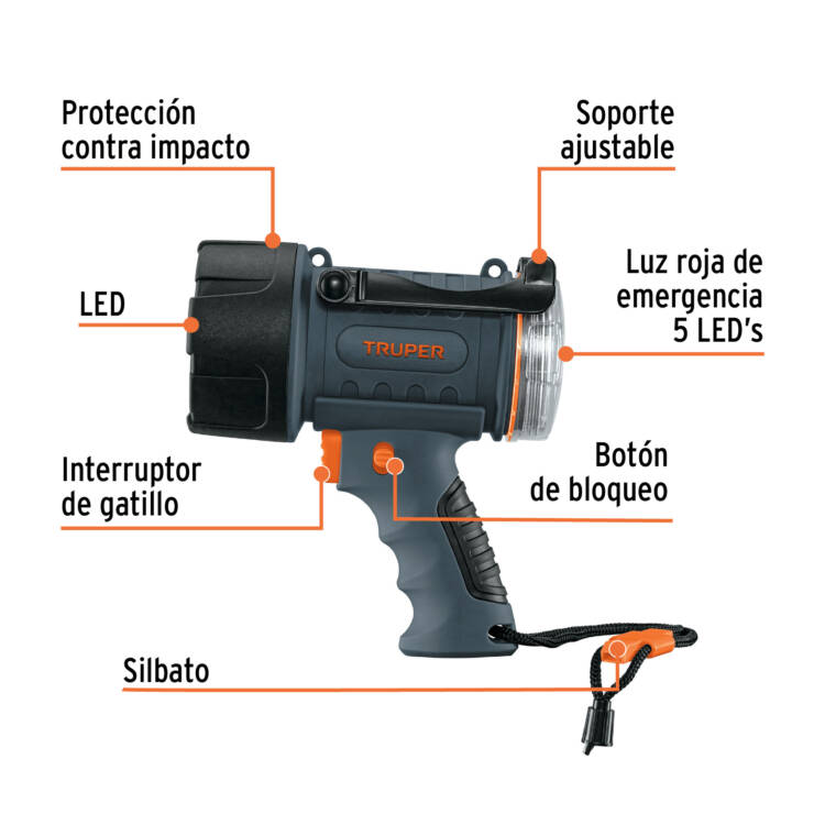 Linterna reflectora LED 300 lm recargable bateria de ion litio - Image 2