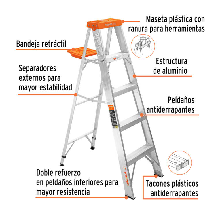 Escalera de tijera tipo II 4 peldaños y bandeja - Image 2