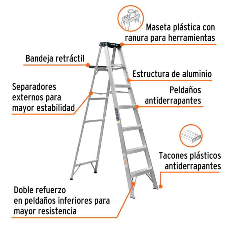 Escalera de tijera tipo III 6 peldaños y bandeja - Image 2