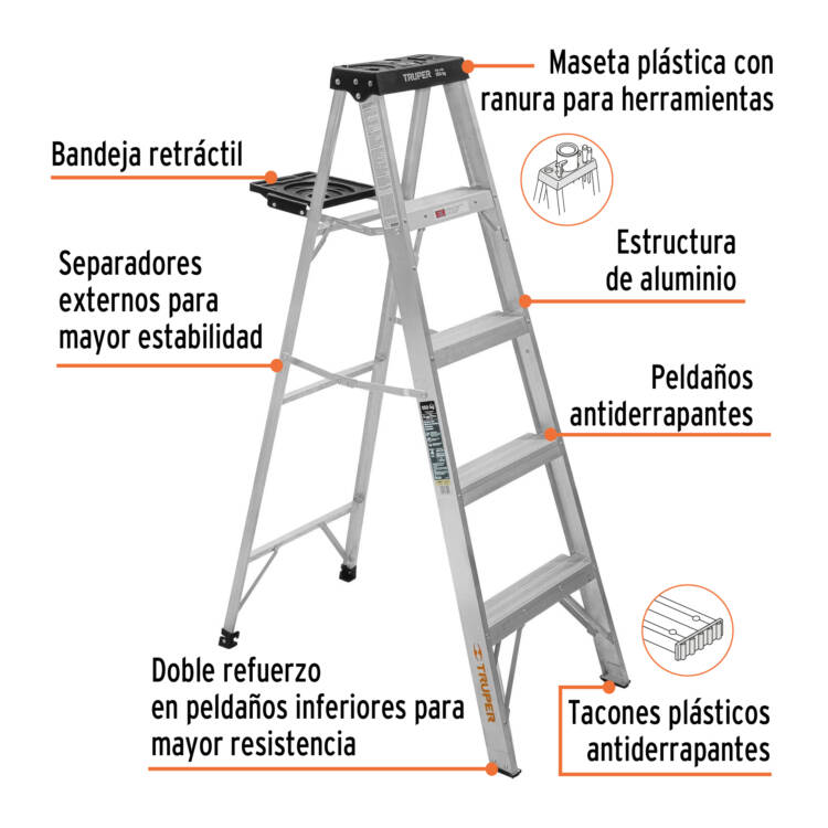 Escalera de tijera tipo III 4 peldaños y bandeja - Image 2
