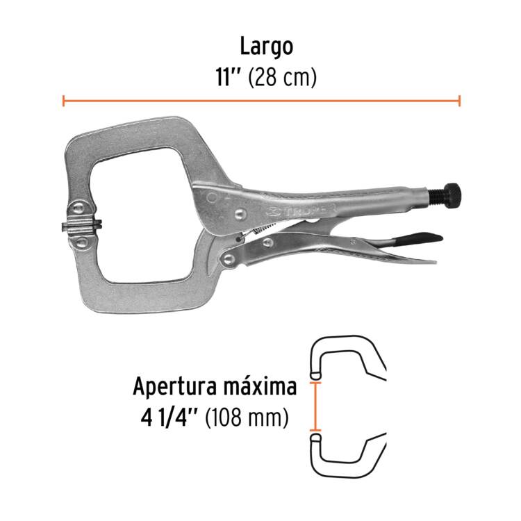 Pinza de presión 11" tipo "C" con mordaza autoajustable - Image 3
