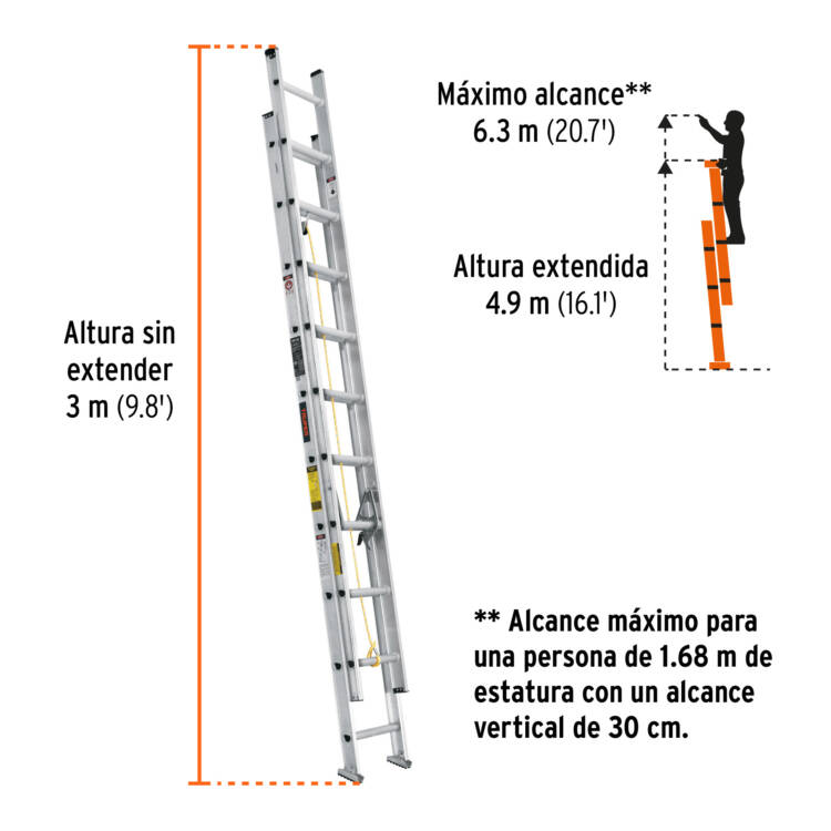 Escalera de extension 20 peldaños, tipo III - Image 3
