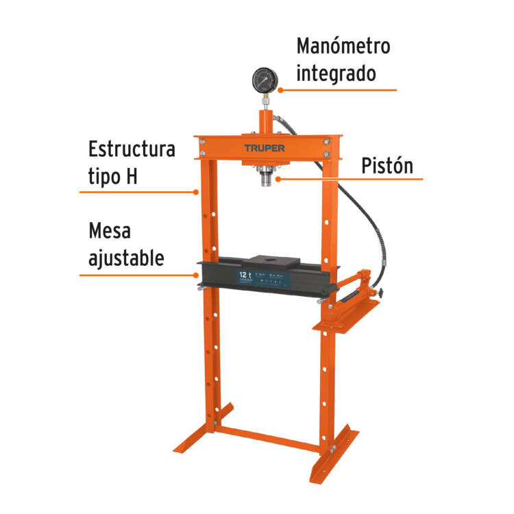 Prensa hidráulica tipo "H" de 12 ton, con pistón. - Image 3