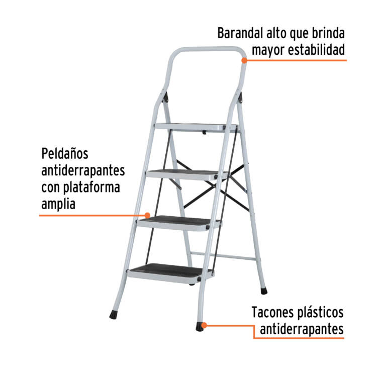 Escalera tubular plegable 4 peldaños - Image 3
