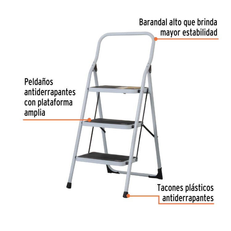 Escalera tubular plegable 3 peldaños - Image 3