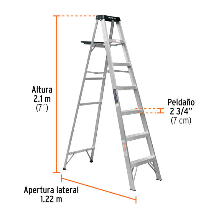 Escalera de tijera tipo III 6 peldaños y bandeja - Image 3