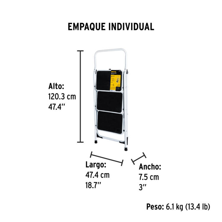 Escalera tubular plegable 3 peldaños - Image 4