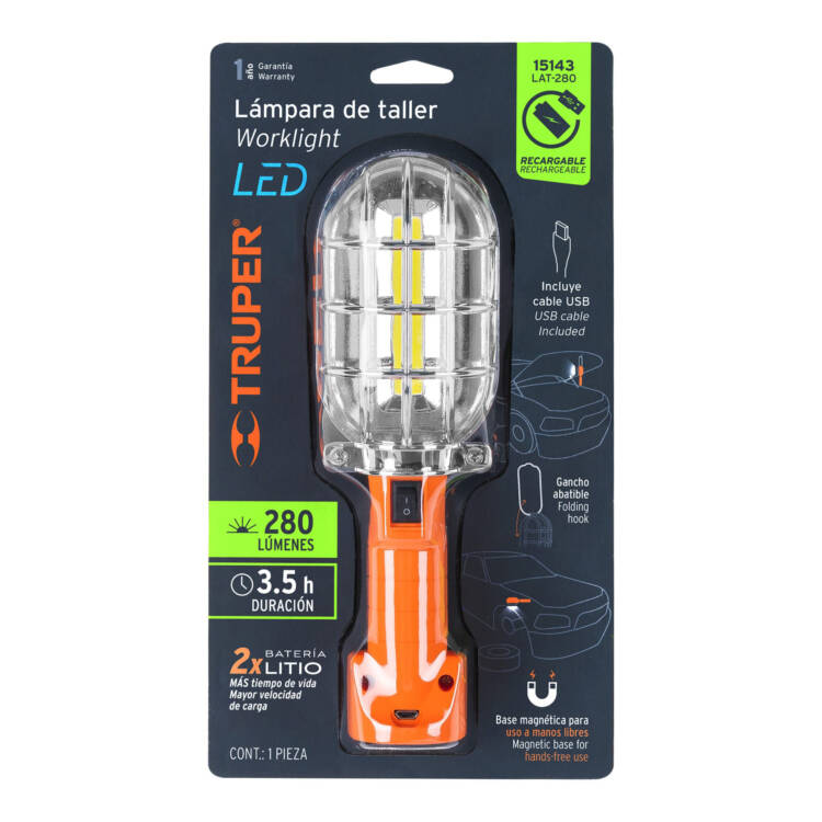 Lámpara LED 280 lm de taller, recargable - Image 5