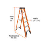 Escalera de tijera tipo II 5 peldaños fibra de vidrio con bandeja - Image 2