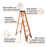 Escalera de tijera tipo II 5 peldaños fibra de vidrio con bandeja - Image 3