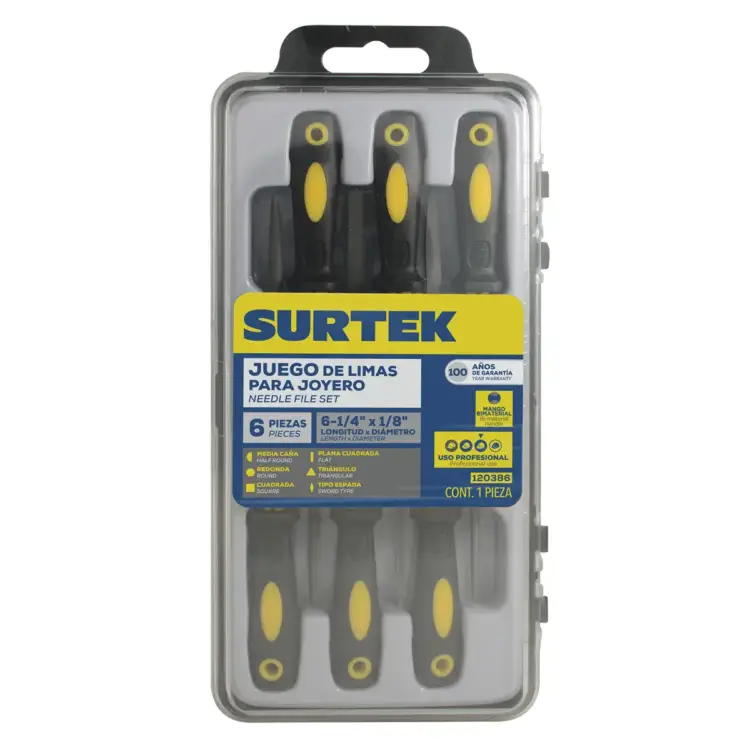 Juego de limas combinadas con mango bimaterial para joyero, 6 piezas Surtek - Image 2