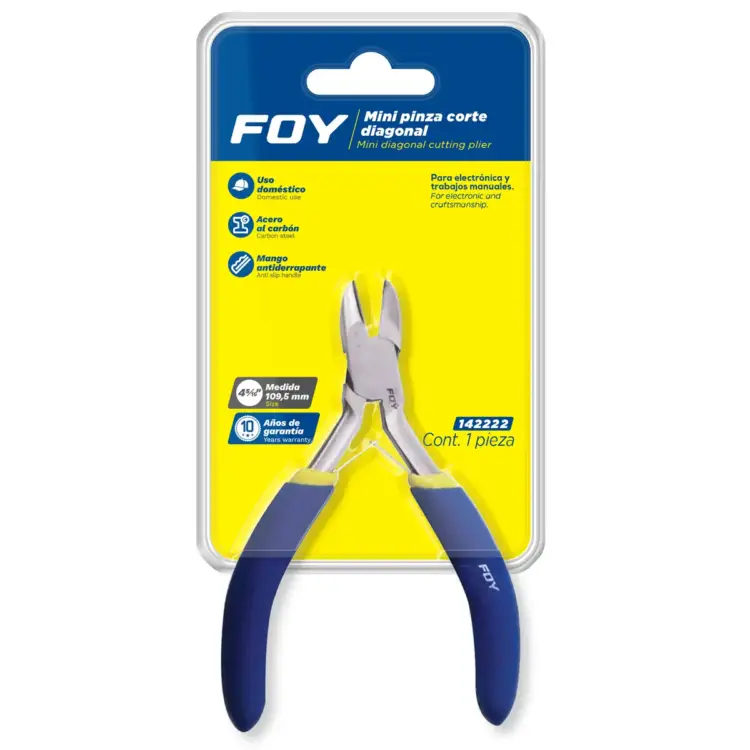 Mini pinza para electrónica con mango de vinil de 4-5/16", corte diagonal Foy - Image 2