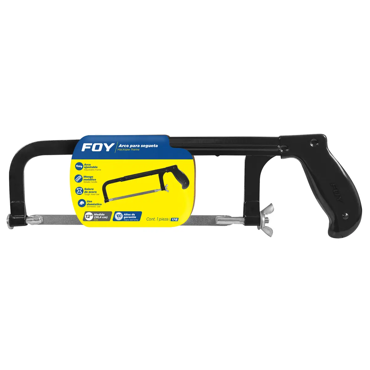 Arco de segueta ajustable con mango de plástico 10" -12" Foy - Image 2