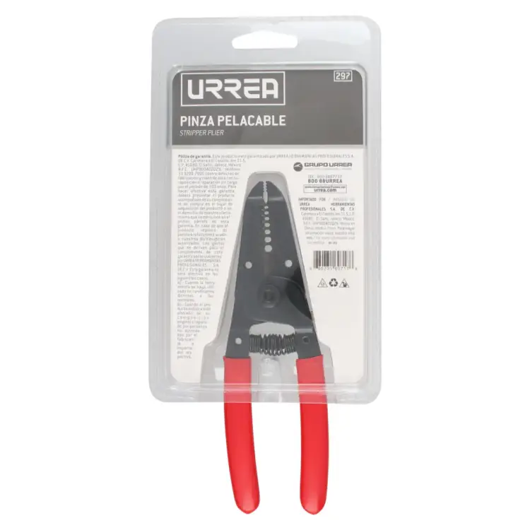 Pinza pelacable con mango air cushion 10-20 AWG de 6-3/4" alta palanca con seguro Urrea - Image 8