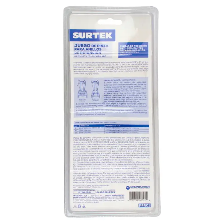 Pinza para anillos de retención con cabeza intercambiable, 5 piezas Surtek - Image 7