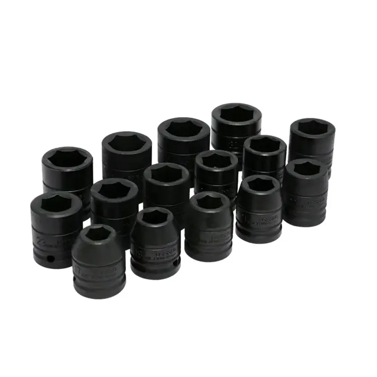 Juego de dados de impacto cuadrante de 3/4", 6 puntas, métricos 17-32, 15 piezas Urrea