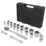 Juego de dados y accesorios cuadrante de 1/2" métrico 10-32, 20 piezas Surtek